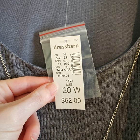 NWT Dressbarn Women's Gray Tiered Sweater Dress - Picture 4 of 7